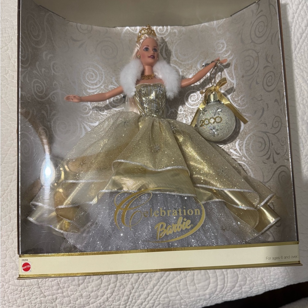Barbie Celebration Doll in Gold and White Gown